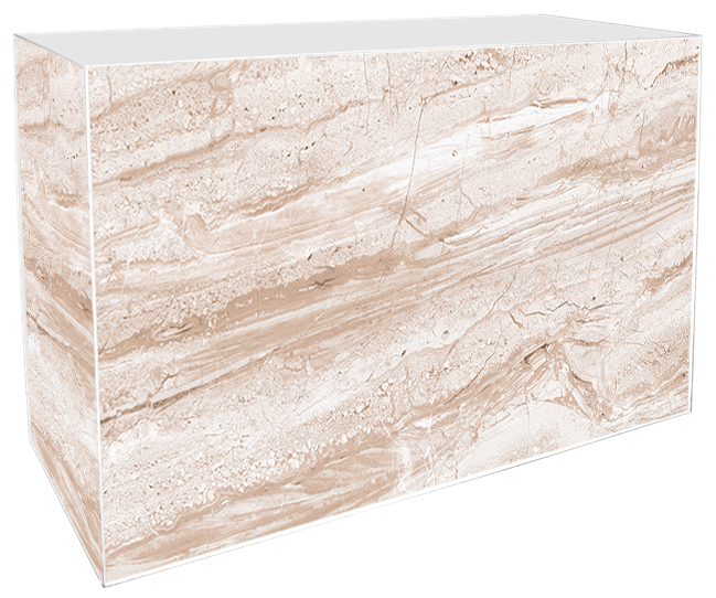 Art Series Service Bar Counter - Stone Cinnamon Venato - White Top - 60 x 180 x 110cm H